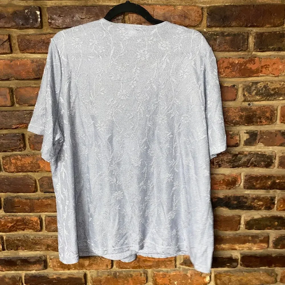 Notations Vintage Gray Textured Knit 2-Piece Cardigan Top Women's Size 1X-